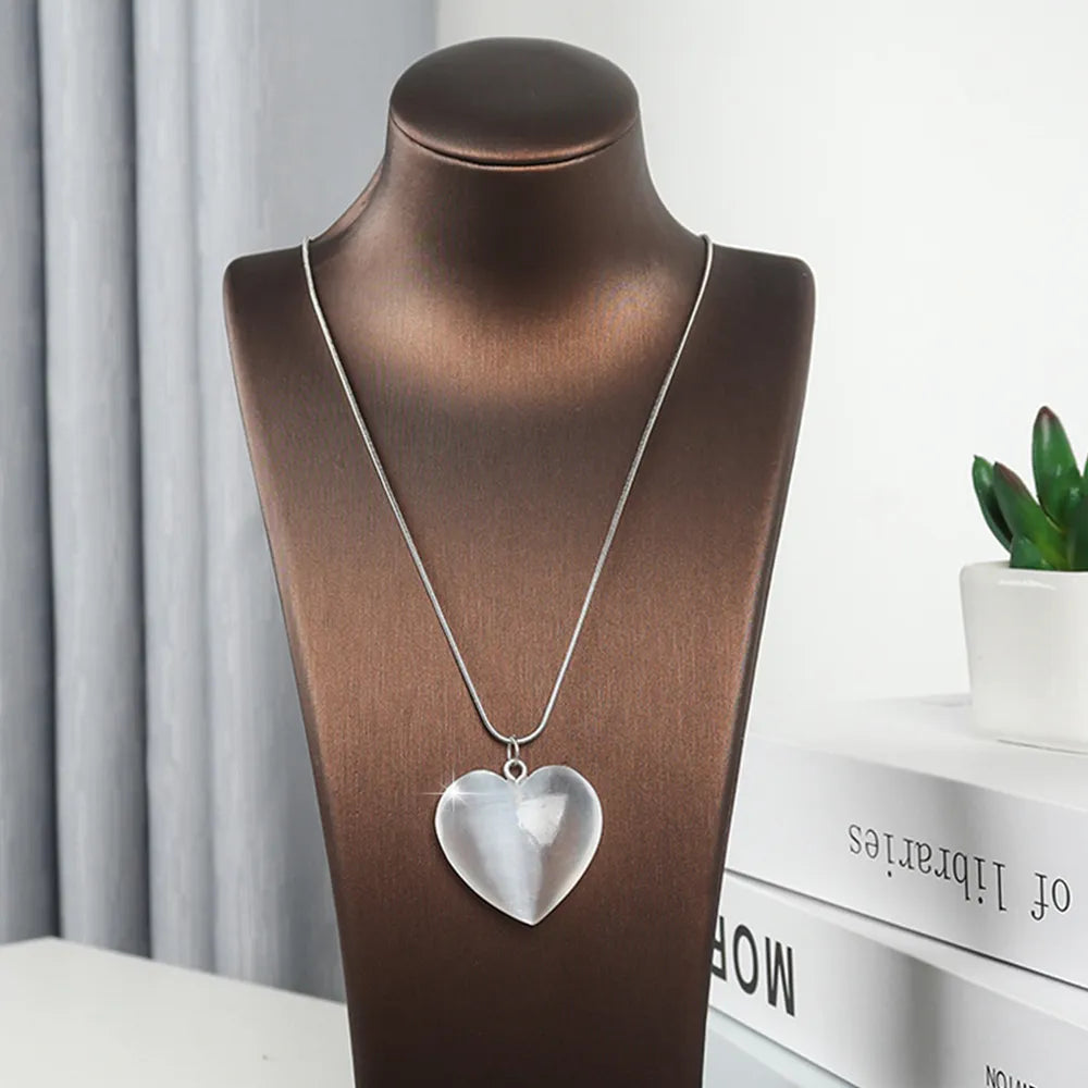 Clear Quartz Crystal Chip Necklace 18" With Baby Selenite Heart - Charged Amplifier 14 thumbnail image