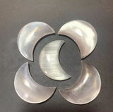 Selenite Crystal Moon Palm Stone
