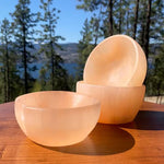 Peach selenite bowl