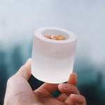 Selenite crystal candle holder