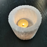 Selenite candle log holder