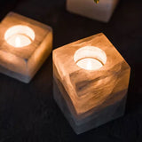 Selenite cube candle holder
