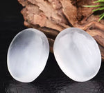 Silver selenite palm stone