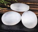 Silver selenite palm stone