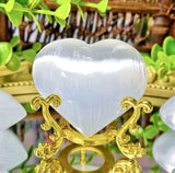 Heart shaped selenite palm stone