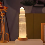 White crystal selenite lamp
