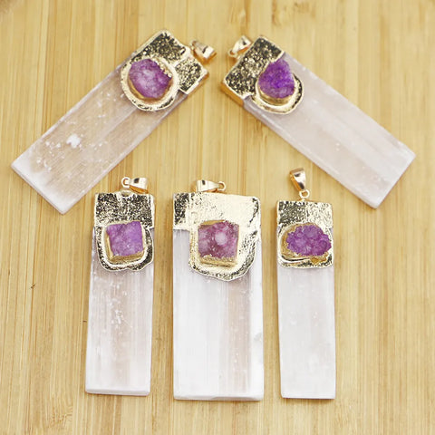 Selenite and amethyst necklace