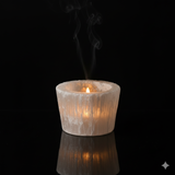 Selenite log candle holder