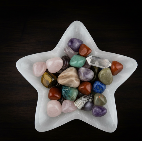 Star selenite crystal charging bowl