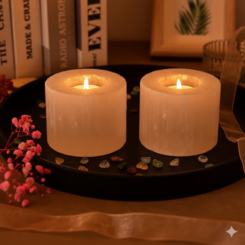 Selenite Candle Holders for 2