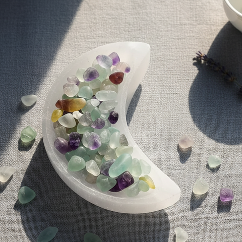 Moon selenite crystal Bowl