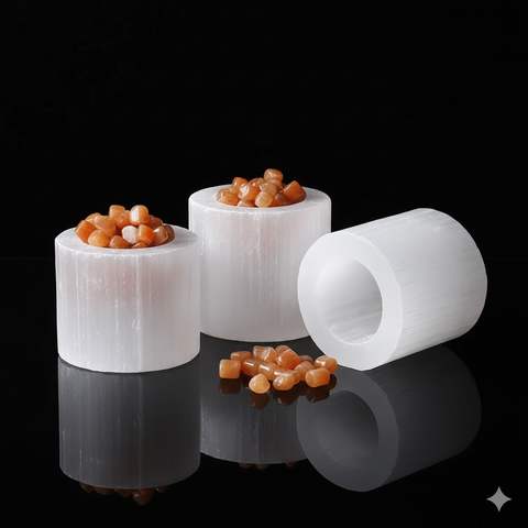 Selenite crystal candle holder