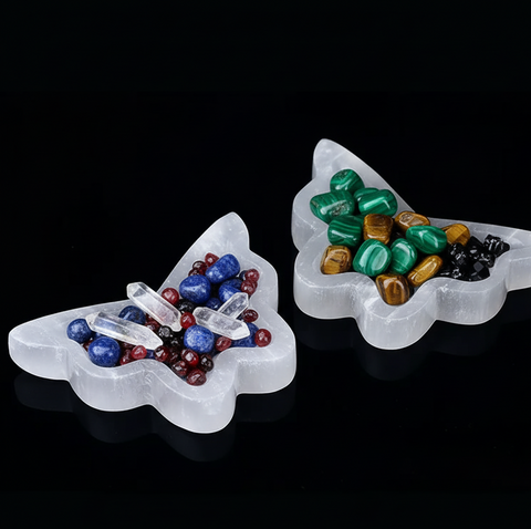 Small selenite butterfly bowl