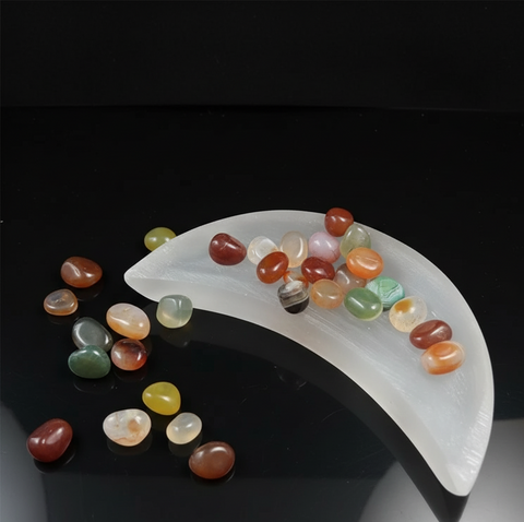 Large selenite moon bowl