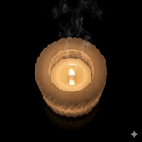 Selenite log candle holder