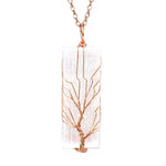 Tree of life selenite necklace