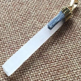 Selenite and blue kyanite necklace
