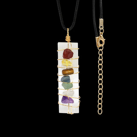 selenite chakra pendant necklace