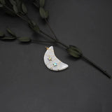 Selenite crystal moon necklace pendant