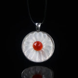 red flower selenite necklace