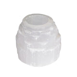 Raw selenite candle holder