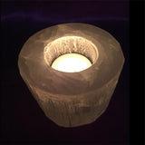 Log candle selenite holder