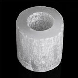 2 Selenite Candle Holders Cylinder