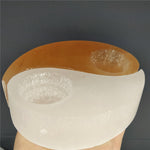 Ying Yang selenite candle holder