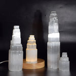 Selenite crystal tower lamp