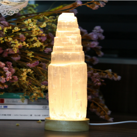 Selenite table lamp