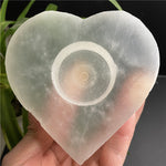 Heart crystal selenite candle holder