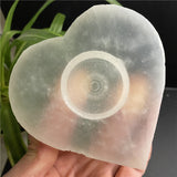 Heart crystal selenite candle holder