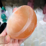 Peach selenite bowl