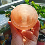 Orange healing crystal selenite bowl