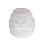 Raw selenite candle holder