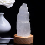 Small colour changing selenite bedroom lamp