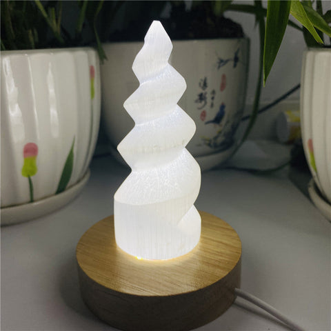 Selenite spiral lamp