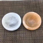 Orange healing crystal selenite bowl