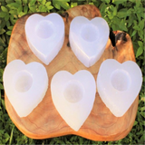 Heart crystal selenite candle holder